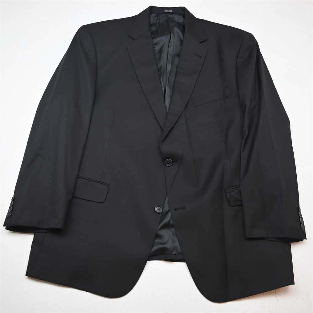 Hart Schaffner Marx 46S Black Wool USA Made Mens Blazer Suit Jacket Sport Coat